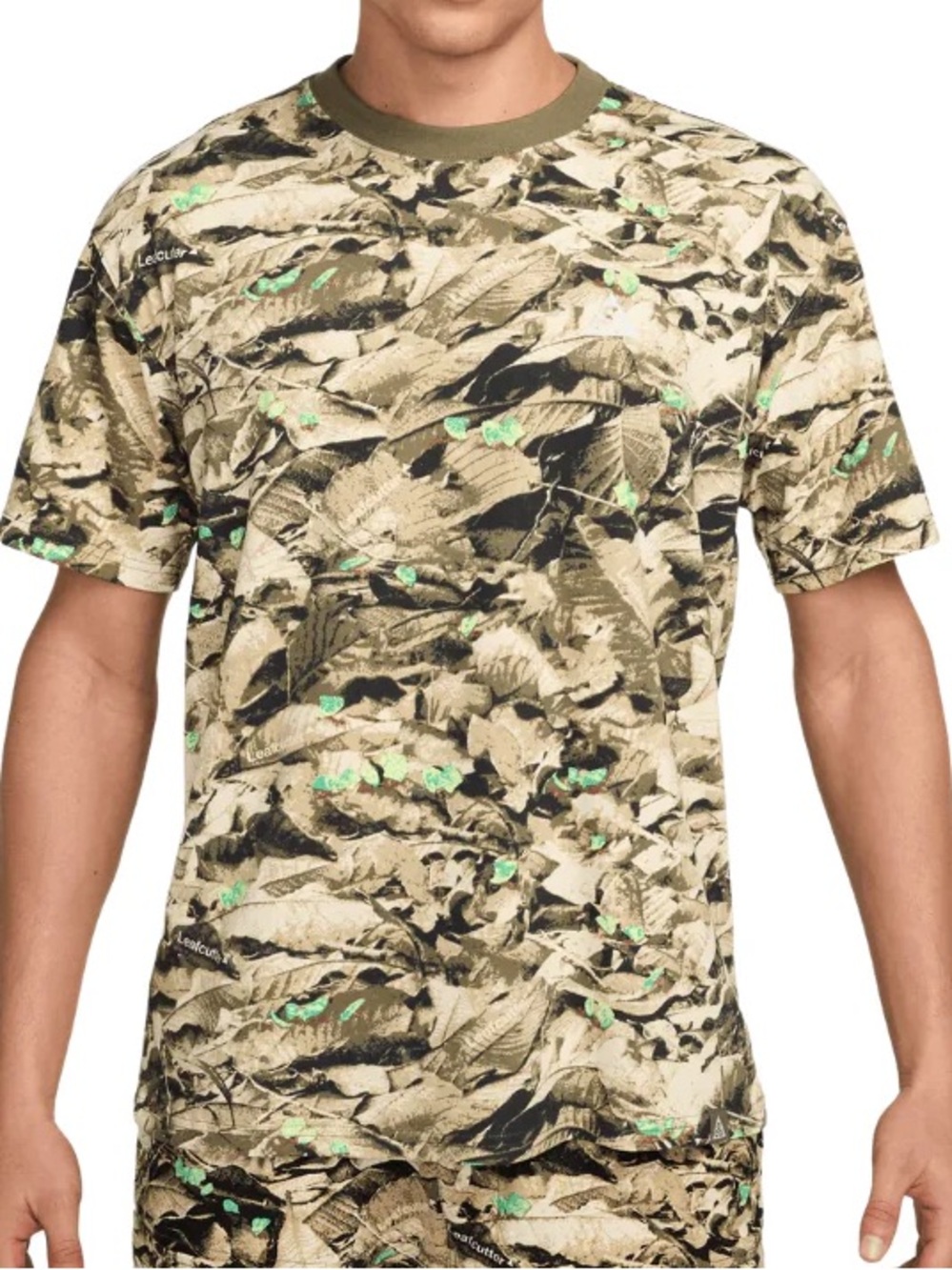 NEW NIKE ACG DRI-FIT T-SHIRT- LEAFCUTTER CAMO - MEDIUM OLIVE-HJ0794-222 Men's M